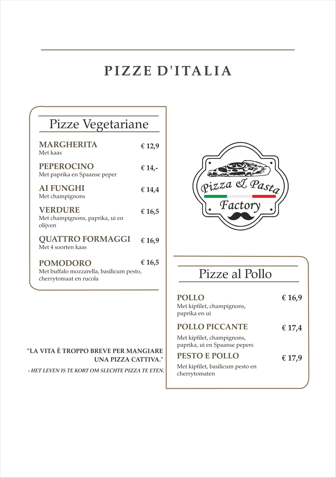 Pizza Pasta Factory menu pagina 3