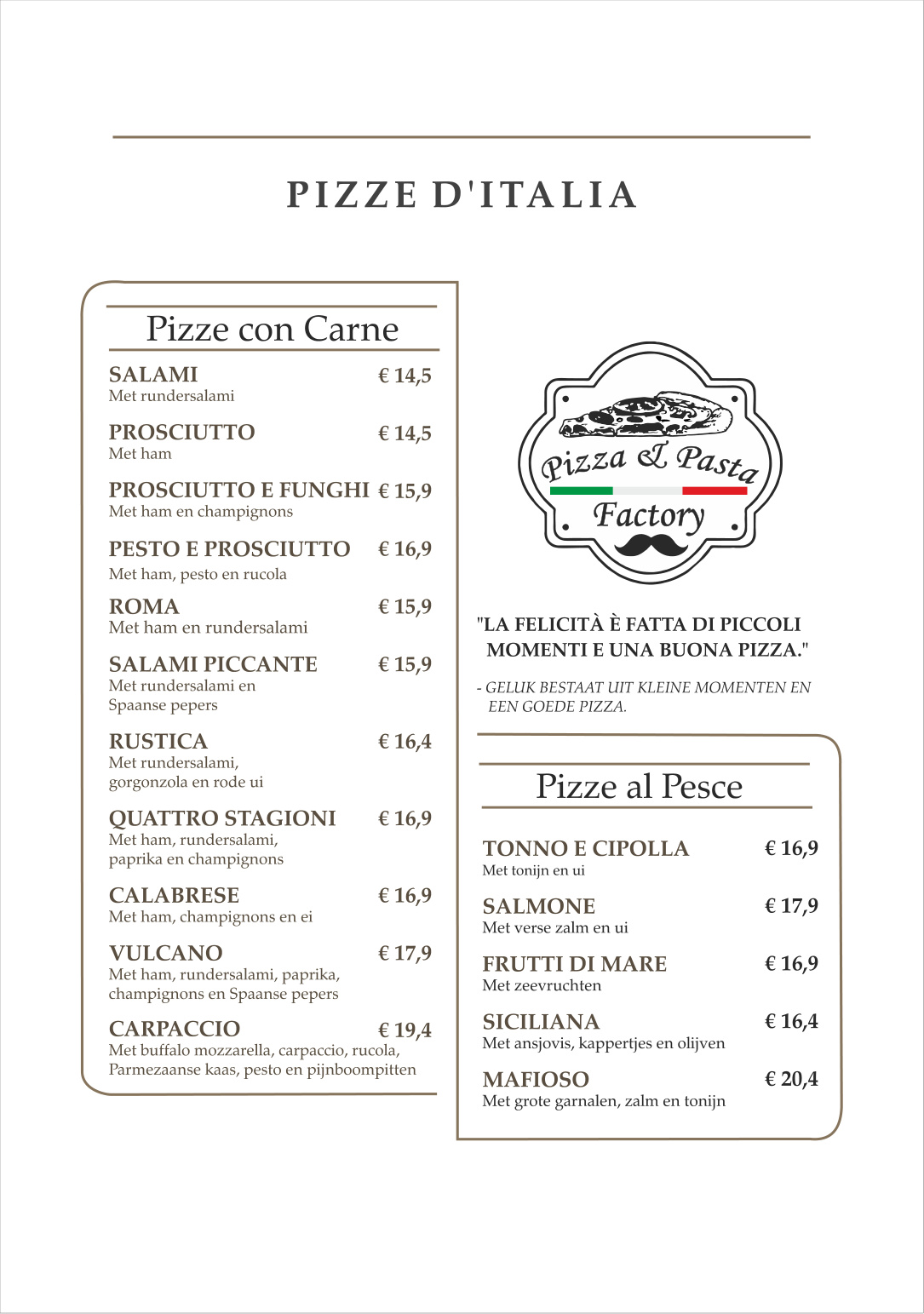 Pizza Pasta Factory menu pagina 4